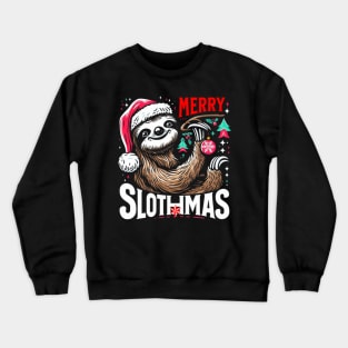 Merry Slothmas: Festive Sloth in Santa Hat T-Shirt Crewneck Sweatshirt